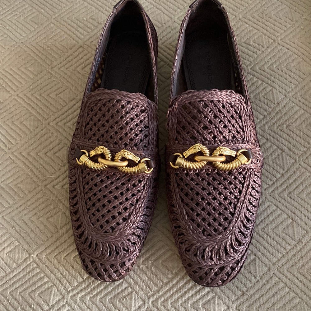 Tory Burch Jessa raffia loafer in coconut brown size 11